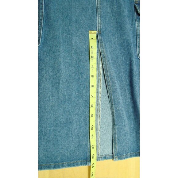 Miou Muse Midi Denim Cargo Straight Skirt Size Small Front Slit Pockets Utility - Picture 10 of 11